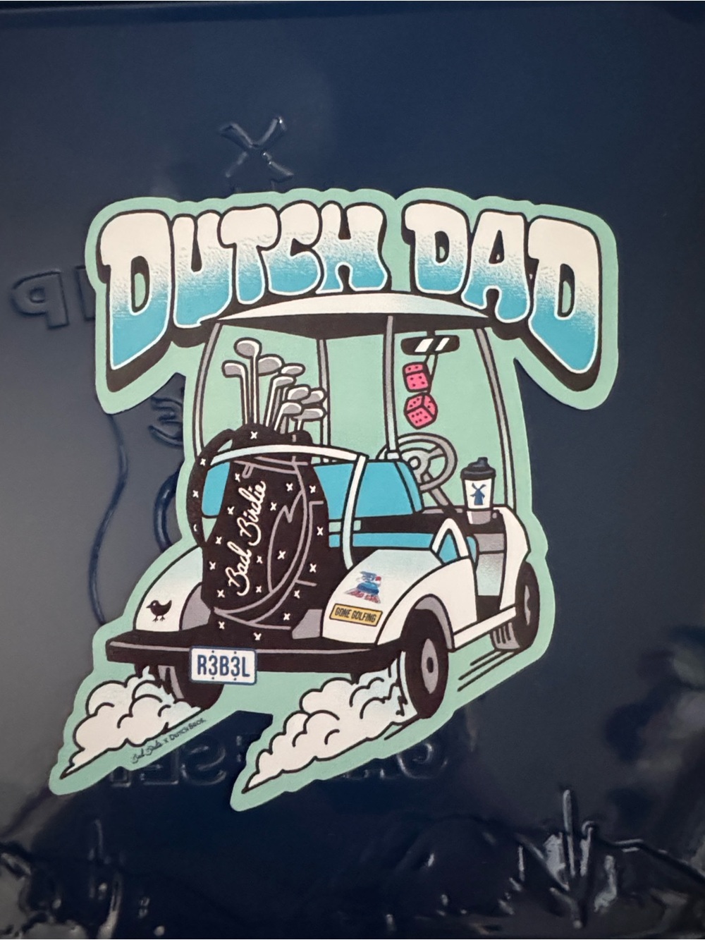 Dutch Bros Golf Cart Sticker in Teal, White, Black